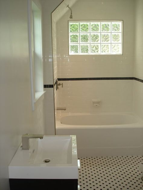 Related image Glass Block Window Bathroom, Glass Block Shower Window, Glass Block Shower, Tile Tub, Shower Window, Window Bathroom, Tile Tub Surround, Glass Block Windows, Corner Shower Enclosures