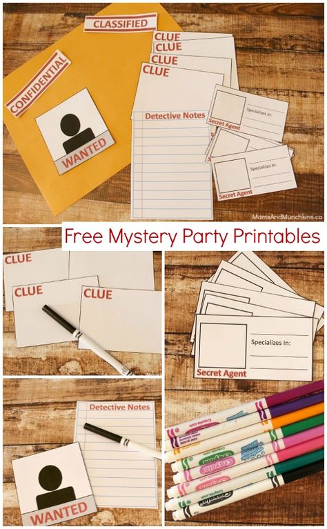 Mystery Party Printables - free printables for creating your own mystery party (family-friendly) Birthday Ideas For Mom, Geheimagenten Party, Spy Birthday Parties, Detective Party, Detective Theme, Clue Party, Mystery Dinner Party, Mystery Parties, Spy Party