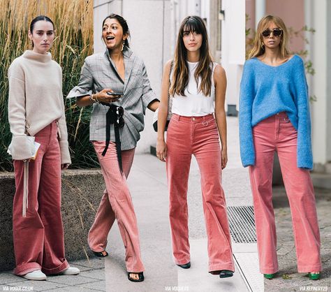 The Return of Corduroy Trousers Corduroy Trousers Outfit, Living Jewelry, Pink Pants Outfit, Corduroy Pants Outfit, Maxi Pants, Date Outfit Summer, Pink Trousers, Corduroy Trousers, Chic Blouses