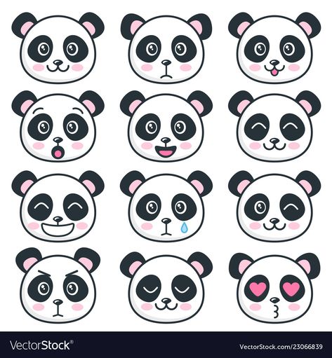 Panda Face Drawing, Macaroon Template, Panda Template, Cute Cartoon Faces, Panda Clipart, Panda Theme, Face Doodles, Cute Panda Cartoon, Printable Circles