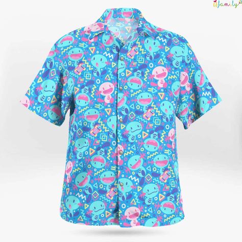 Pokemon Hawaiian Shirt, Pokemon Clothing, Wooper Pokemon, Pokemon Shirt, Aloha Beaches Shirt, Tropical Print Shirt, Pokemon Shirts, Pokemon Clothes, Tropical Background