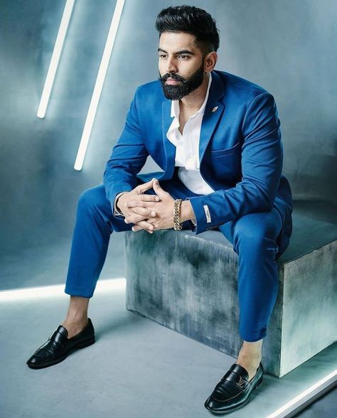 Blue Pent Coat, Steampunk Men Clothing, Parmish Verma, Famous Indian Actors, Army Look, Beard Boy, Boys Dp, Actors Images, Photo Pose For Man