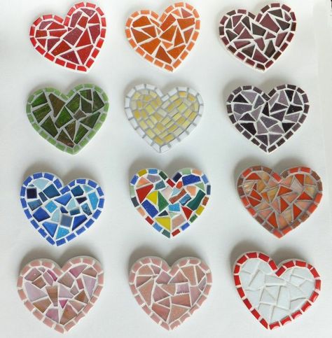 Mini Mosaic, Mosaic Kitchen, Mosaic Heart, Mosaic Madness, Heart Magnets, Glass Mosaics, Kitchen Magnet, Mosaic Projects, Mosaic Diy