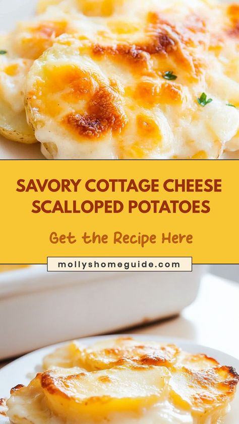 Looking for a delicious side dish to serve at your next family dinner? Try making these creamy and flavorful cottage cheese scalloped potatoes! This recipe takes the classic scalloped potatoes to a whole new level with the addition of tangy cottage cheese. The result is a rich and cheesy dish that will impress your guests and have them coming back for seconds.  Ingredients 1.5 cups low-fat milk 1/2 teaspoon cayenne or red pepper 3 tablespoons olive oil 5 medium white potatoes (2-1/4″ to 3-1/4″ d Macro Friendly Scalloped Potatoes, Low Calorie Scalloped Potatoes, Cottage Cheese Scalloped Potatoes, Low Fat Vegetable Recipes, Cottage Cheese Dinner Recipes Healthy, Cottage Cheese Potatoes, Cottage Cheese Vegetarian Recipes, Low Fat Cottage Cheese Recipes, Cooking With Cottage Cheese