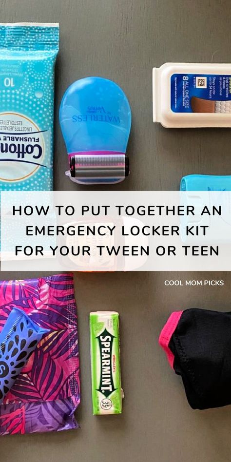 From emergency menstrual supplies to other must-haves this school year, this mom put together a thoughtful emergency kit for her teen daughter and it's genius. #backtoschool #parentingteens #menstruation #firstperiod #health Locker Kit, Kit For School, Guidance Office, Period Supplies, School Emergency Kit, Gifts For Young Women, School Kit, Parenting Teenagers, Four Kids