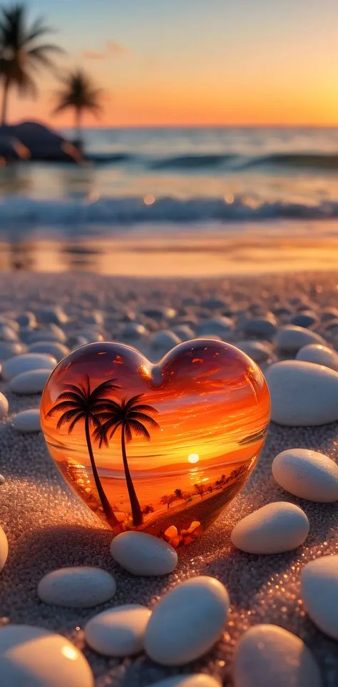 Beach Heart Wallpaper, Beauty Of Nature Photography, Sunset Heart Wallpaper, Pretty Beach Sunset, Pretty Screensavers, Wallpapers Beach, Image Cool, Beach Wallpaper Iphone, Beautiful Summer Wallpaper