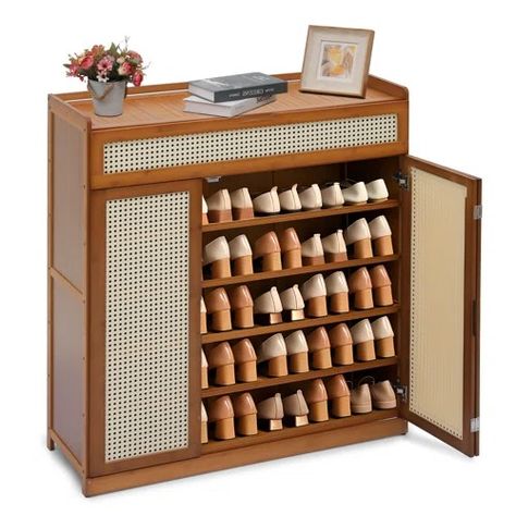 Shoe Storage Cabinets You'll Love | Wayfair Sneakers Storage, Door Shoe Rack, Flip Door, Shoe Rack Organizer, Sneaker Storage, Bamboo Shoe Rack, Wooden Shoe Racks, Shoe Storage Rack, Shoe Rack Organization