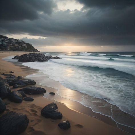 Stormy Beach Photography, Sea Scapes Photography, Stormy Beach, Beach Rain, Sea Scapes, Stormy Sea, Illustration Ideas, Beach Background, Stormy Weather