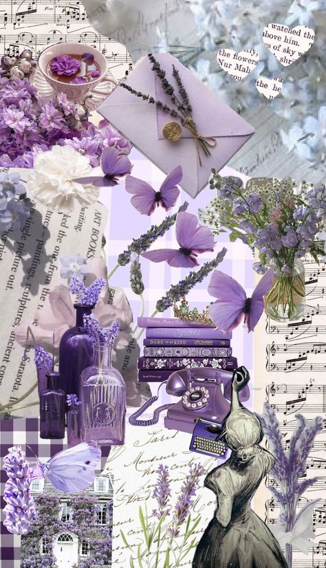 Purple Paris Wallpaper, Pink And Lavender Aesthetic, Lavender Collage Wallpaper, Lavender Lockscreen, Lavender Aesthetic Vintage, Lavender Aesthetic Flower, Lavender Wallpaper Iphone, Lavender Background Aesthetic, Purple Collage Aesthetic