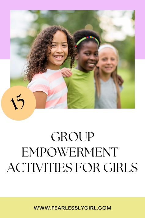 Are you looking for creative and engaging ways to empower the girls in your life? You're in the right place! In today's world, building confidence, leadership, resilience, kindness and self-esteem in young women is more important than ever. We've put together a list of 15 fun and engaging GROUP empowerment activities that will inspire, uplift, and encourage girls to embrace their unique selves and unlock their full potential. Perfect for school programs, summer camps, leadership camps and more! Empowerment Group Activities, Womens Empowerment Activities Ideas, Girls Mentoring Program Ideas, Girls Group Activities Middle School, Empowering Girls Activities, Girl Empowerment Activities, Summer Group Activities, Group Activities For Teens, Church Group Activities