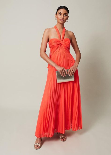 Evangeline Pleated Halterneck Maxi Dress | Phase Eight ROW | Maxi Skirt Style, Guest Attire, Fashionista Style, Pleated Maxi Skirt, Colour Pop, Skirt Style, Pleated Maxi, Guest Dress, Dress Shapes