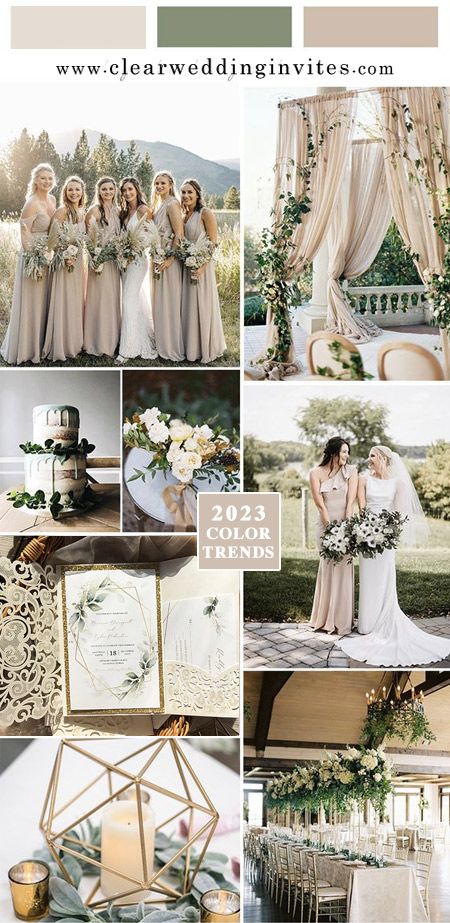 Neutral Wedding Champagne, Toffee And Green Wedding, Sage Green And Taupe Wedding Theme, Sage Green Cream And Brown Wedding, Sage Green And Earth Tones Wedding, Neutral Sage Wedding, Sage Green Boho Wedding Decor, Rustic Sage Green Wedding Decor, Moss And Champagne Wedding