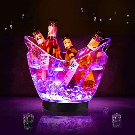 Amazon.com: Warepro LED Ice Buckets 5L Clear PS+ABS Plastic ice Bucket RGB Colors Changing LED Cooler Bucket, Power by 2 AA Batteries, Multi Colors Changing for Party/Home/Bar/KTV Clubs: Home & Kitchen Chilled Beer, Ice Wine, Drink Containers, Bottle Display, Ice Buckets, Sparkling Lights, Metal Cups, Bathroom Hardware Set, Liquor Bottles