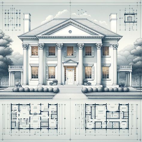 Neoclassical House Exterior, Neoclassicism Architecture, Neoclassical Exterior, Classic Villa Exterior, Neoclassical Building, Palladian Architecture, Neoclassical Villa, Neo Classical Architecture, New Classical Architecture