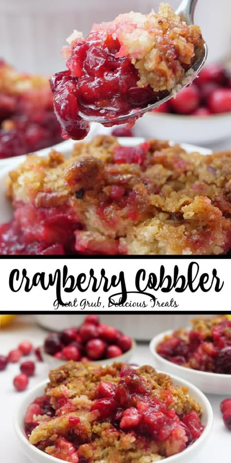 Cranberry Cobbler is made with fresh cranberries, orange zest, and two delicious cobbler toppings mixed into one. Cranberry Recipes Dessert, Cranberry Cobbler, Fresh Cranberry Recipes, Pecan Crust, Cranberry Dessert, Cobbler Topping, Fruit Crisp, Tart Dessert, Cranberry Recipes