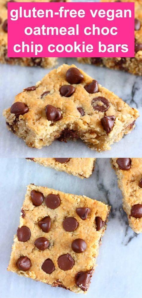 Vegan Oatmeal Chocolate Chip Cookies, Oatmeal Chocolate Chip Cookie Bars, Sugar Free Bread, Refined Sugar Free Desserts, Oatmeal Chocolate Chip Cookie, Oatmeal Chocolate Chip Bars, Dairy Free Recipes Dessert, Refined Sugar Free Recipes, Winter Baking