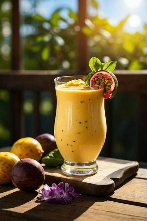 Passion Fruit Yogurt, Fruit Yogurt Smoothies, Passion Fruit Smoothie, Pineapple Banana Smoothie, Fruit And Yogurt, Yogurt Smoothie, Oatmeal Smoothie Recipes, Weight Watchers Smoothie Recipes, Fruit Yogurt