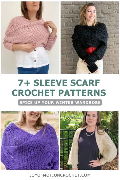 Are you tired of wearing the same old scarves and sweaters? Spice up your winter wardrobe with sleeve scarf crochet patterns! These unique and innovative designs combine the warmth of a scarf with the comfort of a sweater. With just a few simple materials and some basic crochet skills, you can create your own stylish and cozy sleeve scarf sweater. Get ready to turn heads and stay cozy all season long with these free crochet patterns. Shawl With Arms, Easy Beginner Crochet Sweater Pattern, How To Wear A Sweater Scarf, Sleeved Scarf Crochet Pattern, Crocheted Sleeves Pattern, Knit Sweater Scarf Pattern Free, Scarf With Sleeves Crochet Pattern Free, Crochet Scarf With Sleeves Pattern Free, Scarf With Sleeves Pattern Free