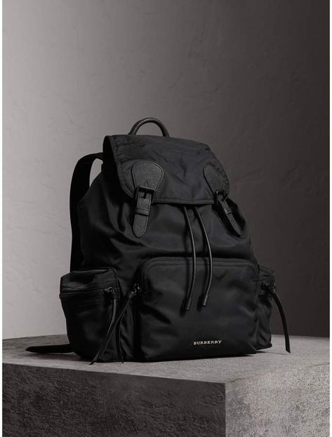 Burberry The Large Rucksack in Technical Nylon and Leather #burberry #menswear #womensfashion #fashion  chick for more information or to Buy Burberry Rucksack, Bagpack Men, Burberry The Beat, Leather Bags For Men, Backpack Store, Skull Handbags, Rucksack Backpack, Bags For Men, Bag Collection