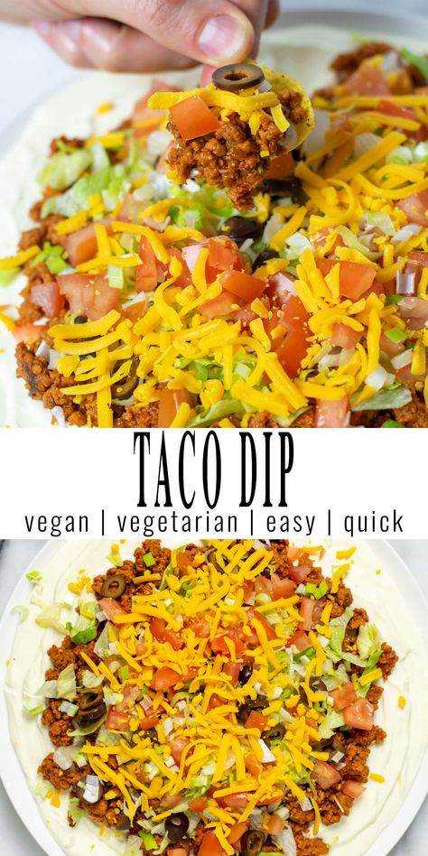 Dairy Free Tacos, Vegan Apps, Taco Dip Recipe, Gluten Free Tacos, Vegan Ground Beef, Beef Tacos Recipes, Vegan Taco, Clean Eating Vegan, Vegan Party