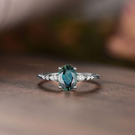 Green Blue Sapphire Engagement Ringoval Cut Teal Sapphire | Etsy UK Blue Sapphire Engagement Ring Oval, Sapphire Engagement Ring Oval, Blue Green Sapphire Ring, Teal Sapphire Engagement Ring, Moonstone Engagement Ring Set, Vintage Sapphire Ring, Sapphire Engagement Ring Set, Green Sapphire Engagement, Green Sapphire Engagement Ring