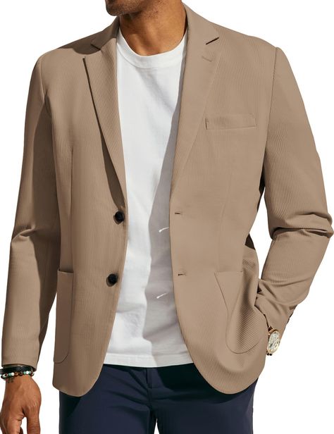 PRICES MAY VARY. 4-Way Stretch Material: Men's casual knit sport coat is made of 4-way stretch fabric, stretch fabric and regular cut to enhance flexibility and wearing comfort, perfect for all body types Waterproof Fabric: Men's blazer surface features stain water technology. When water splashes on the blazer, it immediately rolls off, keeping the men's sports jacket clean at all times Premium Material: This men's casual blazer is lightweight and breathable, and we have carefully selected premi Luxury Modern Sport Coat For Fall, Luxury Chic Sport Coat For Business Casual, Cheap Spring Workwear Sport Coat, Luxury Modern Semi-formal Sport Coat, Luxury Semi-formal Fall Tuxedo, Cheap Men's Sport Coat For Work, Luxury Slim Fit Sport Coat For Business Casual, Luxury Notch Lapel Sport Coat For Spring, Luxury Business Casual Sport Coat With Patch Pockets