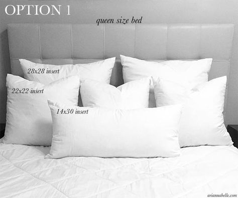 Pillow Size Guide for Queen Beds – Arianna Belle Queen Pillow Arrangement On Bed, Queen Size Bed Pillow Arrangement, Queen Bed Pillow Arrangement Sizes, Bed Pillow Arrangement Queen, Pillow Arrangement On Bed Queen, Bedroom Rug Placement Queen, Queen Bed Pillow Arrangement, Bedroom Pillows Arrangement, Bed Pillow Arrangement