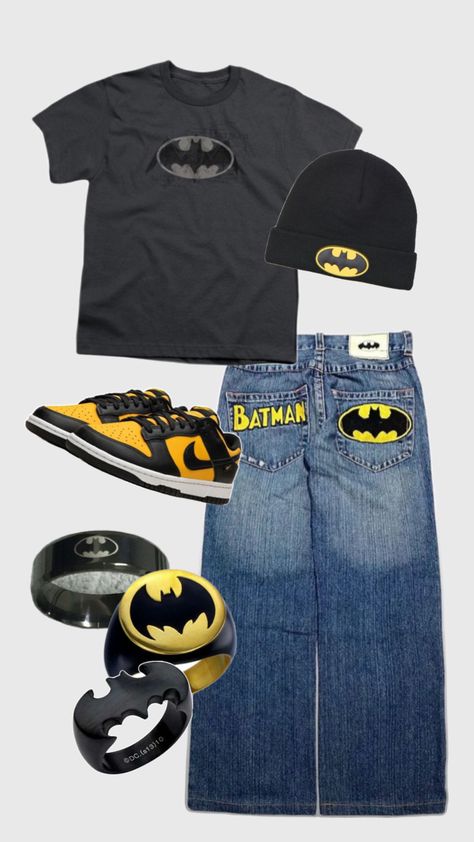 2yk Outfits, Outfit Ideas Shirt, Shirt Outfit Ideas, Street Style Outfits Casual, Shirt Design Ideas, Baggy Outfit Ideas, Batman Outfits, Silly Clothes, Baggy Clothes