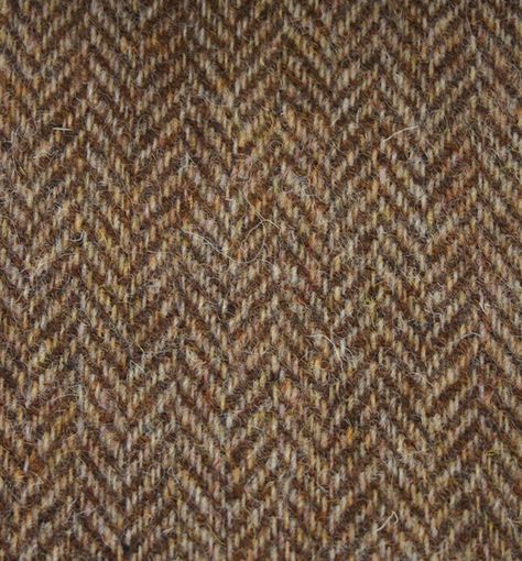 Tarbert Plain Herringbone Brown 24317 - Harris Tweed Tweed Aesthetic, She's The Man, Harris Tweed Fabric, Bakery Design Interior, Beach Cabin, Fall 23, Country Clothing, Bakery Design, Brown Tweed