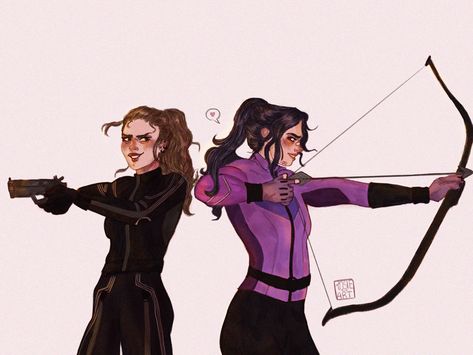 Katelena Fanart, Yelena X Kate, Kate And Yelena Fanart, Kate X Yelena, Kate Bishop And Yelena Belova, Yelena Kate, Kate And Yelena, Elena Belova, Marvel Ladies