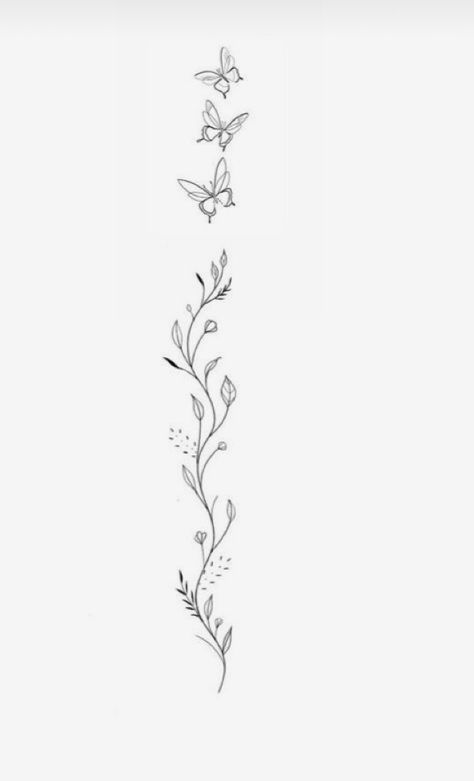 Dainty Spine Tattoos, Flower Vine Tattoos, Flower Spine Tattoos, Tattoo Fixes, Butterfly Tattoos Images, Floral Back Tattoos, Flame Tattoos, Handpoke Tattoo, Small Pretty Tattoos