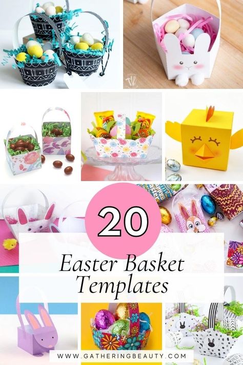 20 Easter Basket Templates — Gathering Beauty Air Dry Clay Tutorials, Easter Basket Template, Basket Template, Paper Easter Basket, Unique Easter Baskets, Easter Bunny Treats, Easter Gift Bags, Decorated Gift Bags, Easter Hunt