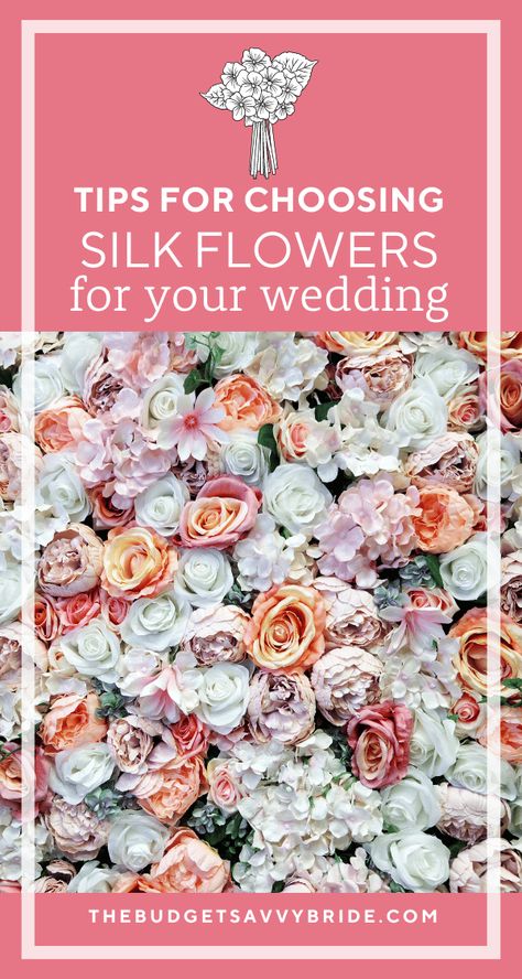 Planning to include silk flowers in your wedding? Use these tips to help you choose the best fake blooms on a budget! Artificial Flowers Bridal Bouquets, Silk Flowers For Wedding, Silk Wedding Flowers, Faux Flower Arrangements Wedding, Artificial Wedding Flowers, Diy Wedding Bouquet Fake Flowers, Diy Wedding Arrangements, Floral Chandelier Wedding, Wedding Bouquet Fake Flowers