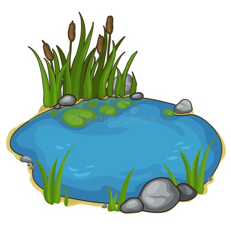 Small lake with reeds. Vector in cartoon style. Small lake with reeds. Vector il #Sponsored , #paid, #Affiliate, #lake, #style, #il, #reeds Pond Drawing, Swimming Cartoon, Natural Pond, Pond Landscaping, Small Lake, Night Landscape, Landscape Background, Small Ponds, Cartoon Background