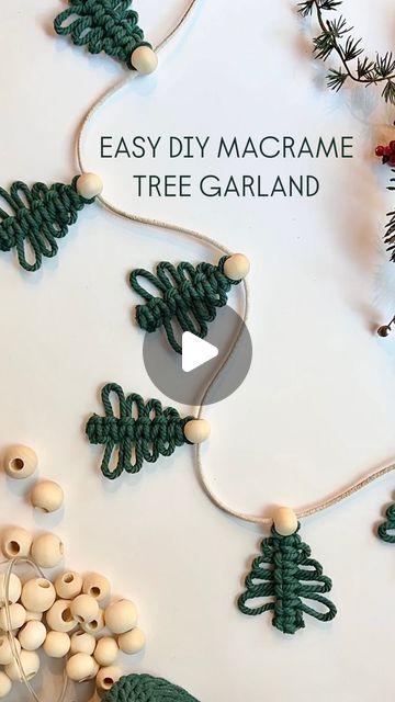 Alisha Ing | Fiber Artist on Instagram: "How cute are these little macrame trees?? This DIY garland uses just one knot, making it a simple and fun project for the holiday season! They’re great for gift toppers too 🎁🌲 

Each tree requires only 5 feet of cord (1 foot for the center cord and 4 feet for the working cord). Here, I’m using 4mm cotton rope, but feel free to get creative with different materials or sizes for your trees! To secure your design, I recommend tying the final square knot extra tight. You can also use fabric glue or a glue gun for added stability at the ends. Happy crafting and happy holidays!!

#diymacrame #macramechristmasdecor #macrametree #diychristmascrafts #macramegarland #holidaydecor #easydiys #macrametutorial #macramechristmas #christmascrafts" Macrame Adding Cords, Macrame Christmas Tree Garland Diy, Tree Macrame Tutorial, Diy Macrame Garland, Macrame Tree Garland, Macrame Christmas Tree Decorations, Macrame Tree Topper, Macrame Christmas Tree Garland, 4 Foot Christmas Tree Ideas