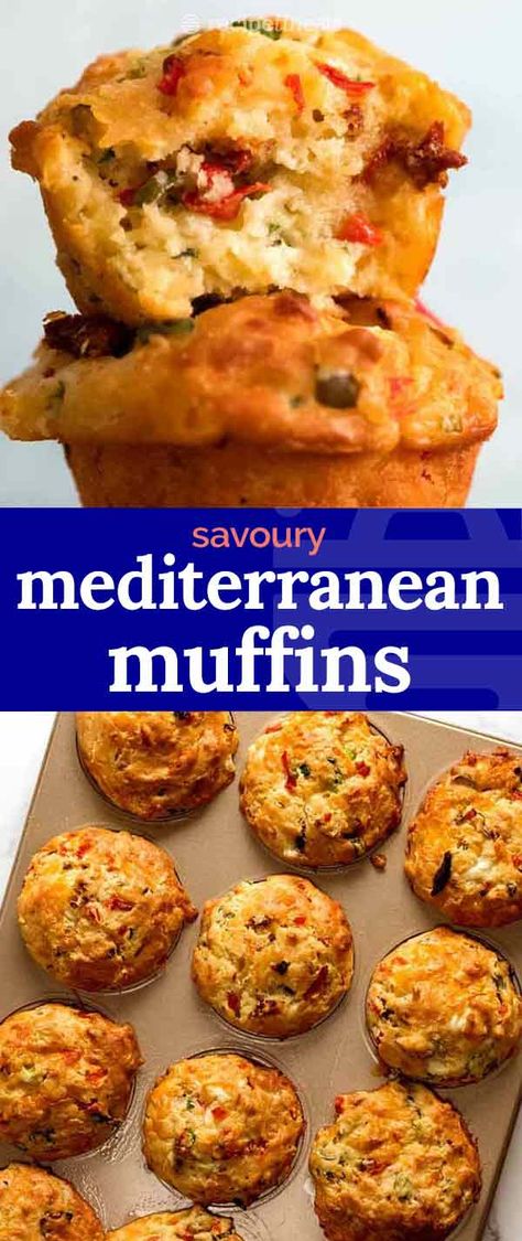 Mediterranean Muffins, Recipetineats Recipes, Cheesy Muffins, Mediterranean Bread, Savory Muffins Recipes, Tomatoes Roasted, Lunch Foods, Savoury Muffins, Savoury Bakes