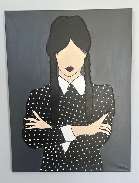 Wednesday Addams Painting Easy, Wednesday Addams Painting, Wednesday Painting, Painting Easy, Wednesday Addams, Halloween, Canvas, Quick Saves, Art