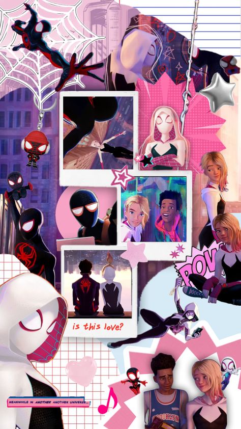 #spidermanacrossthespiderverse #spidermanintothespiderverse #spiderman #gwenstacy #milesmorales #pink #blue absolutely love them 😛 Miles Morales And Gwen Stacy Wallpaper, Spiderman Lockscreen, Spiderman Gwen Stacy, Spider Gwen Comics, Spiderman And Spider Gwen, Really Cool Wallpapers, Marvel Spider Gwen, Walpapers Cute, Miles Spiderman