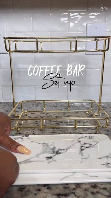 Home Coffee Stations Modern, Coffee Corner Ideas Kitchen, Coffee Station Set Up, Black And Gold Coffee Bar, Bar And Coffee Station Ideas, Coffee Corner Ideas Modern, Modern Coffee Station Ideas, Coffe Corners Ideas, Luxury Coffee Bar