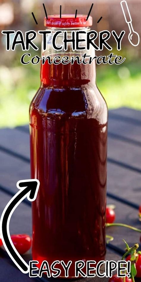 Tart Cherry Concentrate – homemade juice concentrate that could be diluted with either filtered or sparkling water for an amazing, sweet and flavorful drink. This can be added to cocktails, too. Homemade Cherry Juice, Cherry Juice Benefits, How To Make Tart, Tart Cherries Recipes, Cherry Jam Recipes, Cherry Drink, Home Canning Recipes, Cherry Syrup, Cherry Smoothie