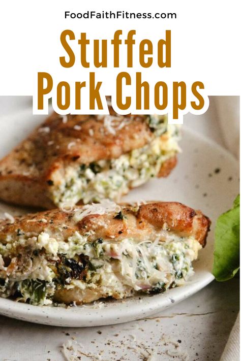 Pork Chops With Spinach, Easy Stuffed Pork Chops, Mashed Sweet Potatoes Healthy, Baked Stuffed Pork Chops, Carrot Recipes Side Dishes, Cheese Pork Chops, Cream Cheese Spinach, Stuffed Pork Chops, Clean Eating Chicken