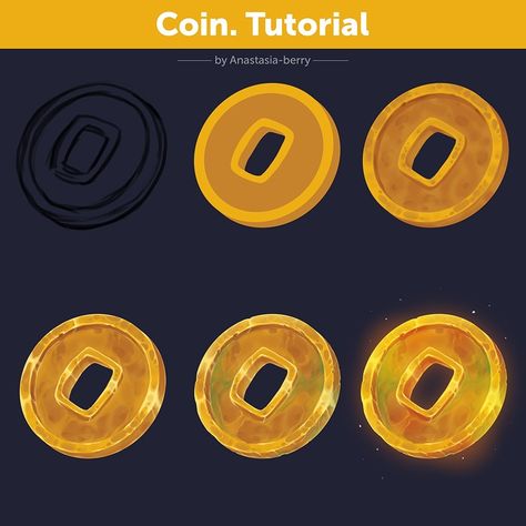 Coin. Tutorial | Patreon Game Coin Design, Coin Drawing, Magic Tutorial, Magic Coins, Golden Coin, Brush Art, Art Help, Paint Brush Art, Coin Design