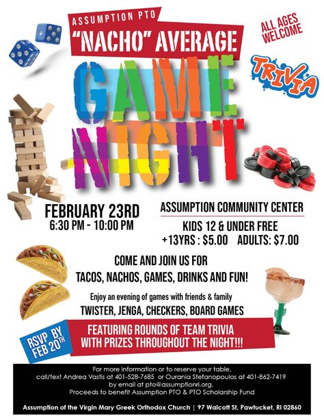 Pta Family Game Night, Community Night Activities, Family Nights At School, Family Game Night Ideas For School, Pto Family Game Night, Family Events At School, School Family Game Night Ideas, Pta Family Event Ideas, Pta Game Night