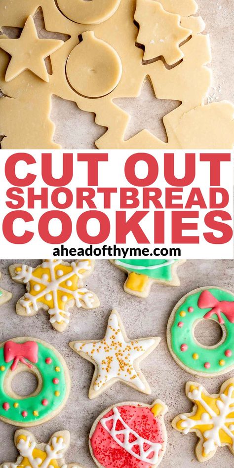 Cut Out Shortbread Cookies Homemade Royal Icing, Best Shortbread Cookies, Shortbread Cookies Christmas, Xmas Baking, Cut Out Cookie Recipe, Winter Baking, Christmas Shortbread, Shortbread Cookie Recipe, Frozen Cookies