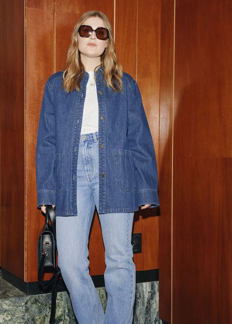 & Other Stories - Dressed up in denim. #andotherstories #denim #jeans #stockholm #outfit #inspiration #style #fashion #spring Stockholm Outfit, Denim Overshirt, Latest Jeans, Straight Clothes, Jeans Collection, Denim Day, Jean Flare, The Jeans, Lightweight Scarf