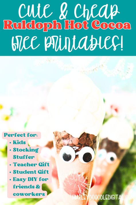 Make adorable reindeer hot chocolate cones with this easy DIY tutorial! Perfect as cheap Christmas gifts, stocking stuffers, or party favors, these treats are fun to make and loved by kids. With free printable gift tags included, they’re ideal for school parties, teacher gifts, or holiday gatherings. Try this budget-friendly holiday idea today and spread some festive cheer! Reindeer Hot Chocolate Cones, Christmas Presents For Coworkers, Presents For Coworkers, Christmas Gift Ideas Easy, Christmas Fun Activities, Hot Chocolate Cones, Easy Christmas Presents, Gift Baskets For Christmas, Baskets For Christmas