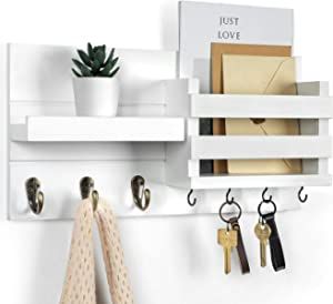 Entryway Mail Organizer, Hanging Mail Organizer, Hooks For Coats, Black Wall Shelves, Mail Organizer Wall, Mail And Key Holder, Wall Mounted Key Holder, Wooden Key Holder, Wall Mount Rack