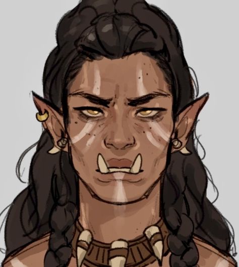 Dnd Orc, Female Orc, Half Orc, Going To Sleep, Avatar Ideas, Fantasy Races, Dungeons And Dragons Characters, Dnd Art, Character Creation