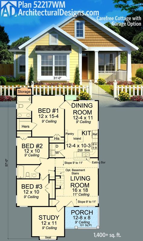 Wide House Plans, Wide House, Cottage House Plan, Basement House Plans, Garage House Plans, Sims House Plans, Cottage Plan, Cottage House, House Blueprints