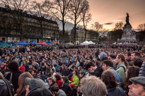 Nuit Debout (Up All Night) protestors in Place de Republic, Paris, April 2016. Picture: Olivier Ortelpa/Flickr. Youth Unemployment, Workers Rights, The Crossroads, Human Right, Saint Denis, Working People, French Revolution, All About Eyes, Paris Skyline